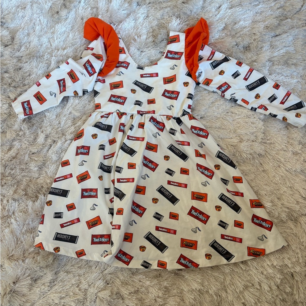 Twix Themed Dress with Orange Accents